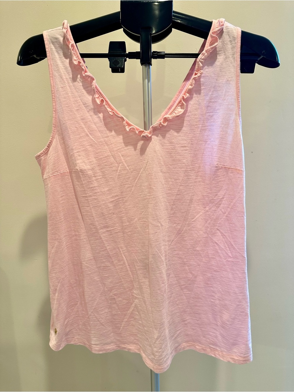 Lilly Pulitzer Pale Pink Ruffle-Trim V-Neck Tank